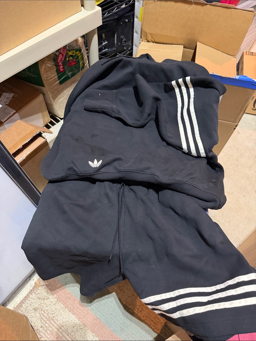 adidas Black mens Shorts  & hoodie 
Med hoodie 
Small shorts